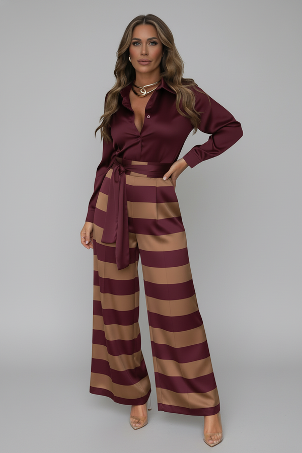 Robe Chemise Longue Rayée Nessia avec Ceinture