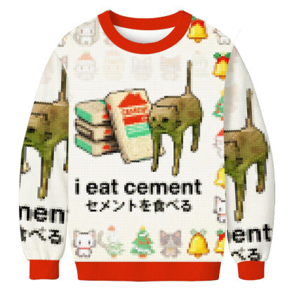 Sweatshirt moche de Noël Tokyocanvas I Eat Cement
