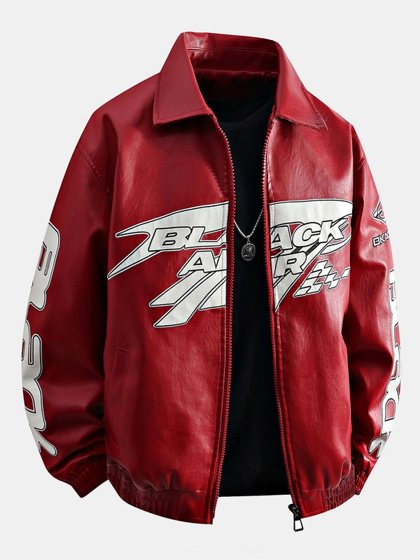 Veste de Course en Cuir Noir Élégante