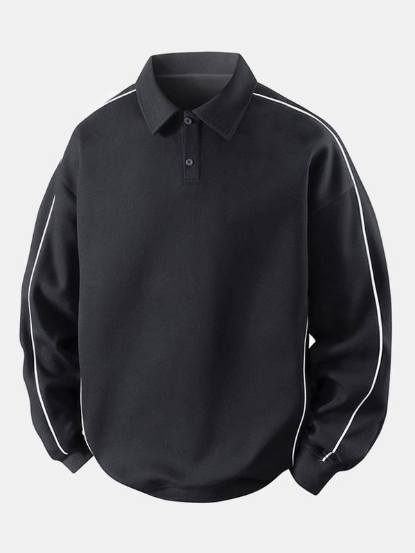 Relaxed Fit Polo Collar Sweatshirt