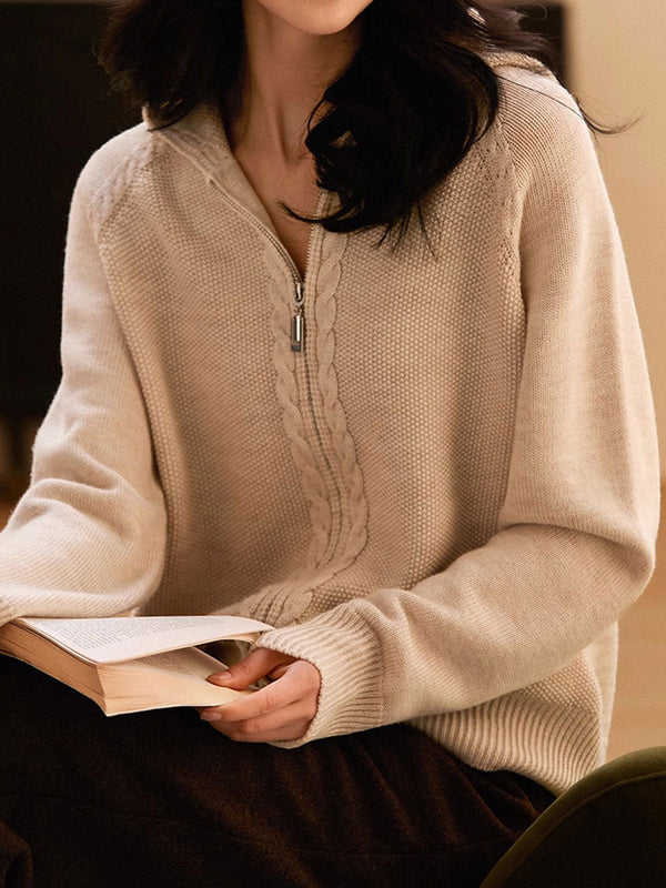 Cardigan Tricoté à Capuche avec Double Fermeture Éclair Ava