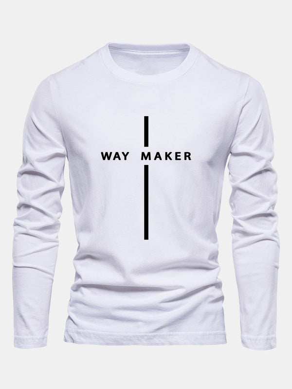 T-shirt à Manches Longues en Coton avec Imprimé Rayé 'Way Maker'
