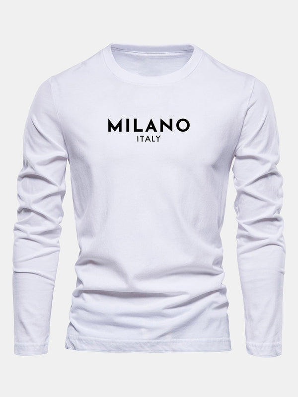 Long Sleeve Milano Print Cotton T-Shirt