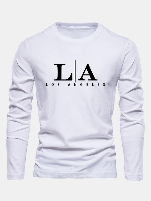 Long Sleeve Los Angeles Print Cotton T-Shirt
