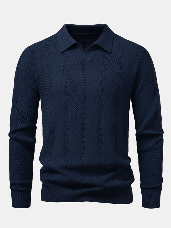 Pull en Tricot Rayé à Manches Longues et Col en V