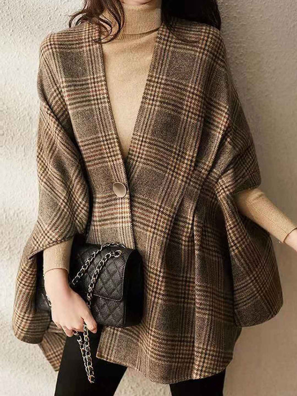 Manteau Châle à Carreaux Vintage Raya