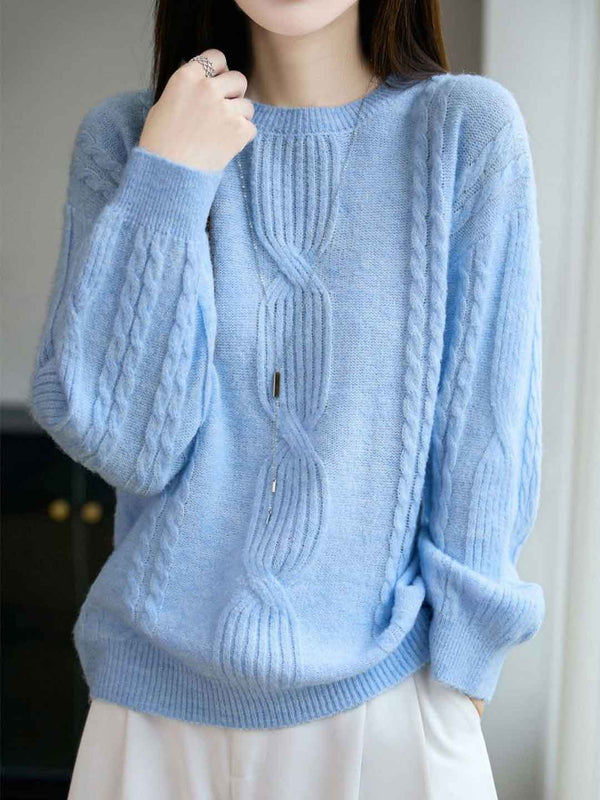Pull en Tricot à Col Rond Décontracté Ariana - Bleu