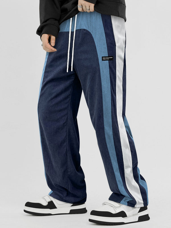 Color Block Corduroy Straight Leg Pants