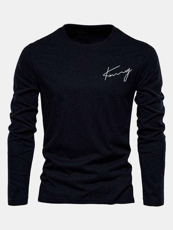 Long Sleeve King Print Cotton T-Shirt