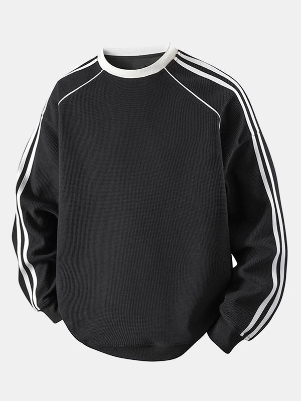 Pull décontracté en waffle à col rond