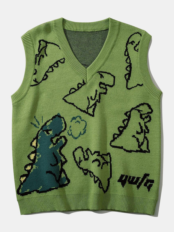 Dinosaur Print Knit Sweater Vest