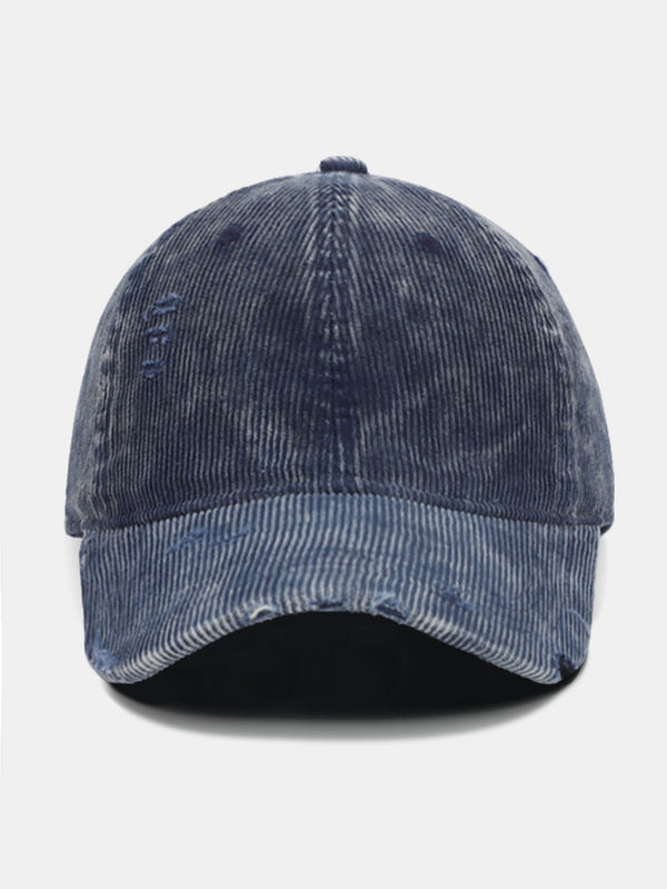 Fashionable Distressed Corduroy Solid Color Baseball Cap