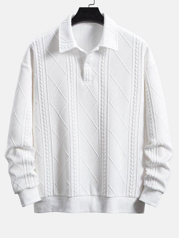 Polo Col Sweat-shirt en Jacquard Géométrique