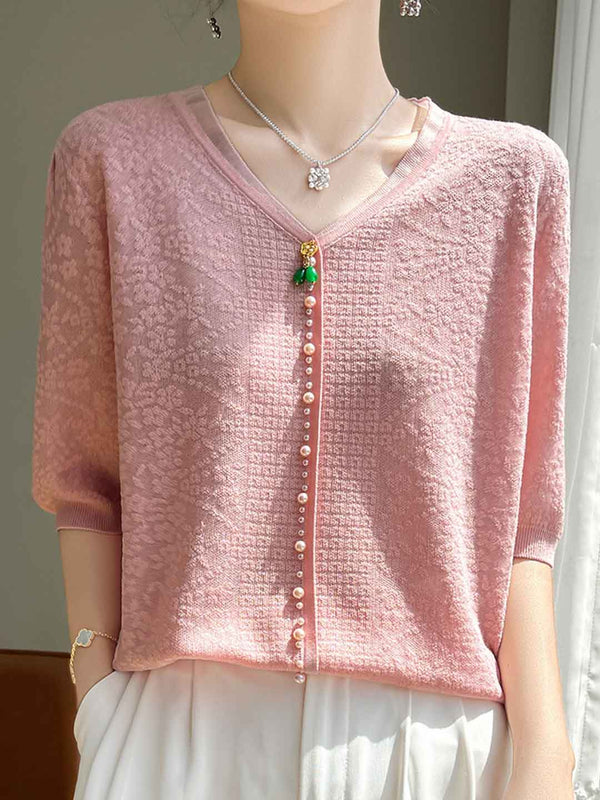 Top en organza à manches lanternes et décolleté en V rétro Alexis