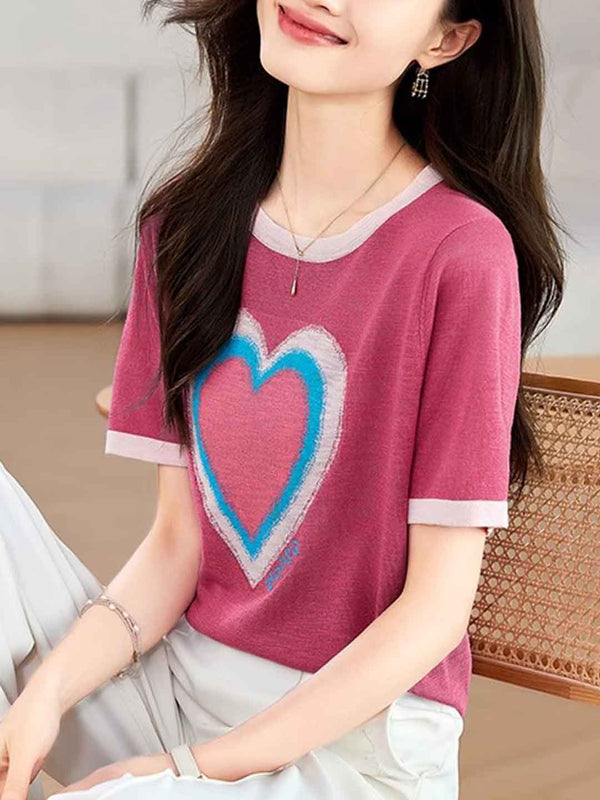 Top Tricoté Imprimé Contrasté Andrea Classique