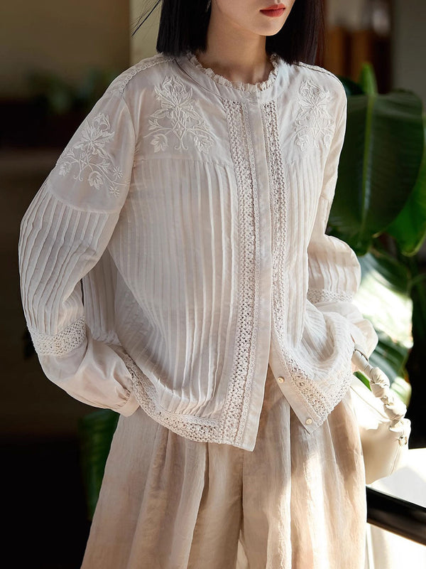 Blouse brodée à manches bouffantes Claire Loose