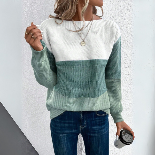 Clara | Eleganter dreifarbiger Patchwork-Pullover