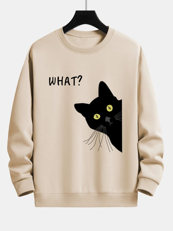 What Black Cat Print Relax Fit Sweatshirt