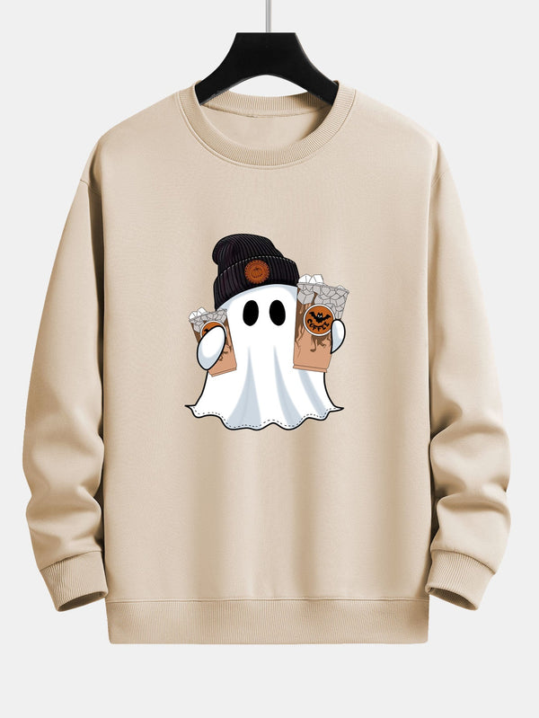 Sweat décontracté avec motif de fantôme de café pour Halloween