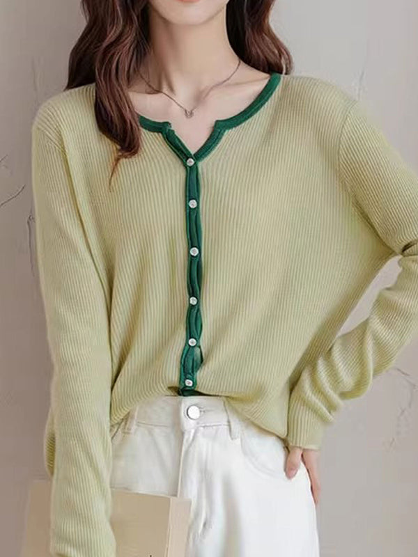 Pull en Tricot Colorblock à Col V Madison Classique