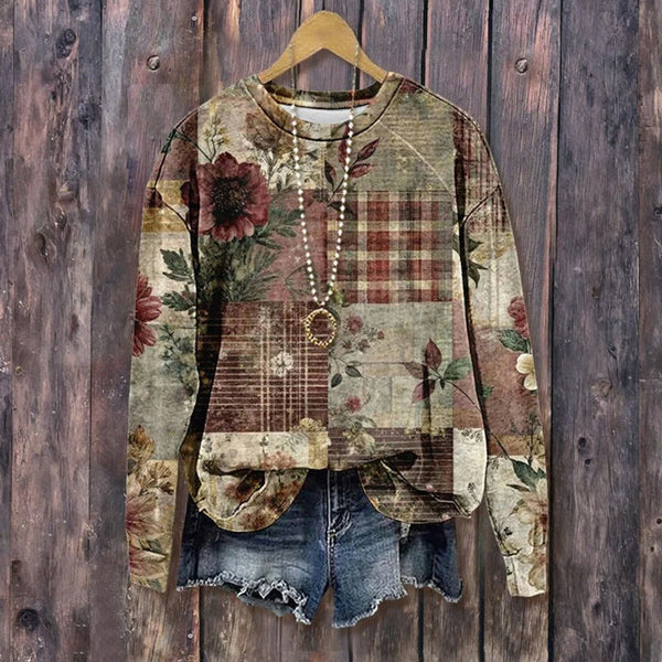 Sweat-shirt Vintage avec Imprimé Floral