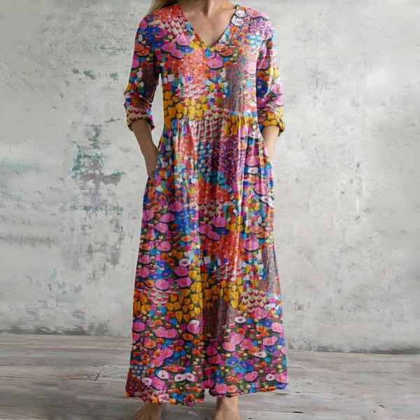 【Manches Longues】Robe Vintage Colorée