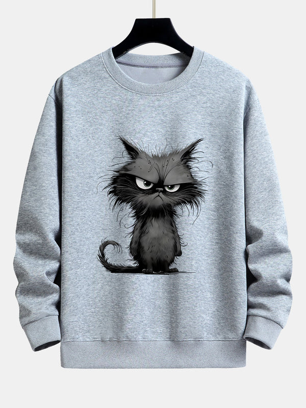 Relaxed Fit Black Cat Graphic Sweatshirt