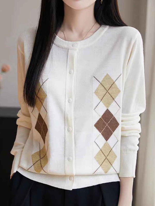 Rachel Haut Tricoté à Col Rond Lâche en Diamant