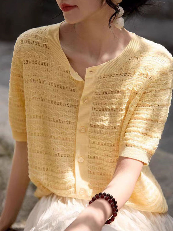 Top en tricot creux à col rond Nevaeh