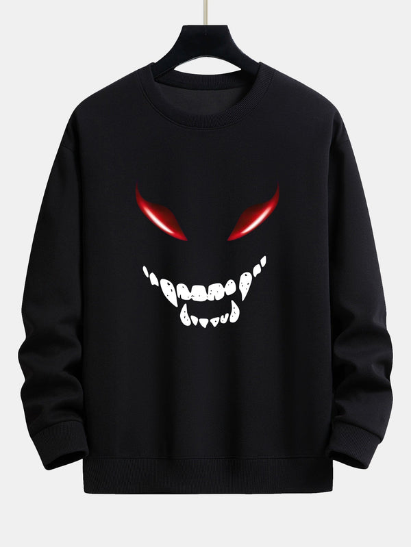Horror Face Print Relax Fit Sweatshirt