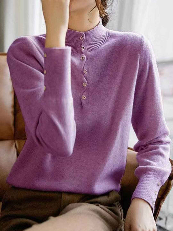 Pull Tricoté à Col Montant Ample avec Perles Olivia