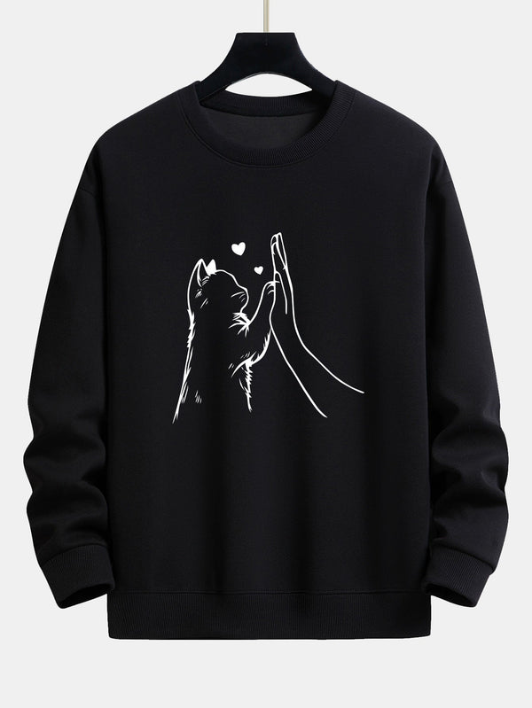Relaxed Fit Cat Paw Print Sweatshirt