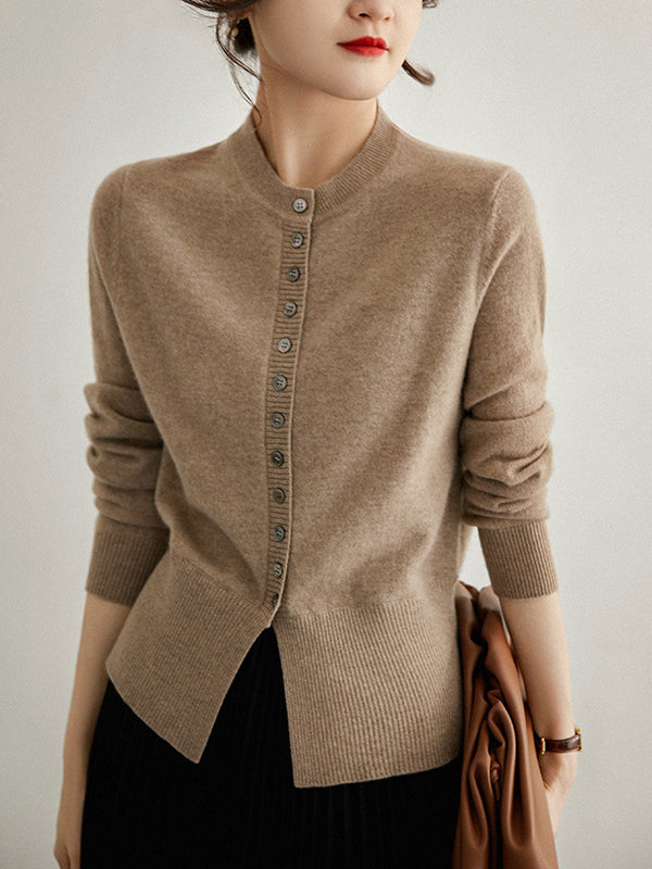 Cardigan Tricoté Vintage Slim Lauren-Camel