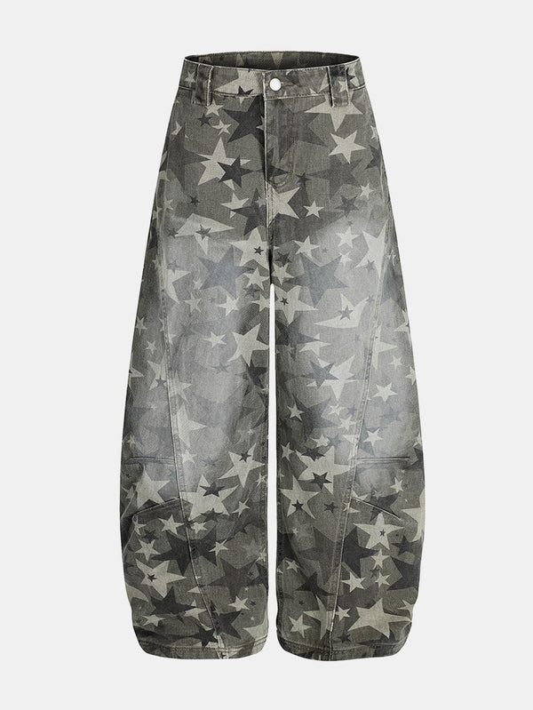 Camouflage Star Print Wide Leg Baggy Pants