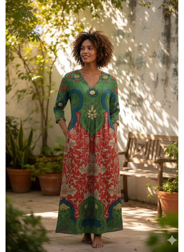 Givrine | Robe maxi avec imprimé floral vintage