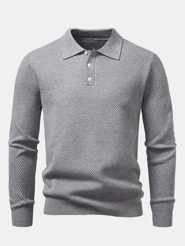 Polo Long en Tricot Texturé avec Motif Ananas