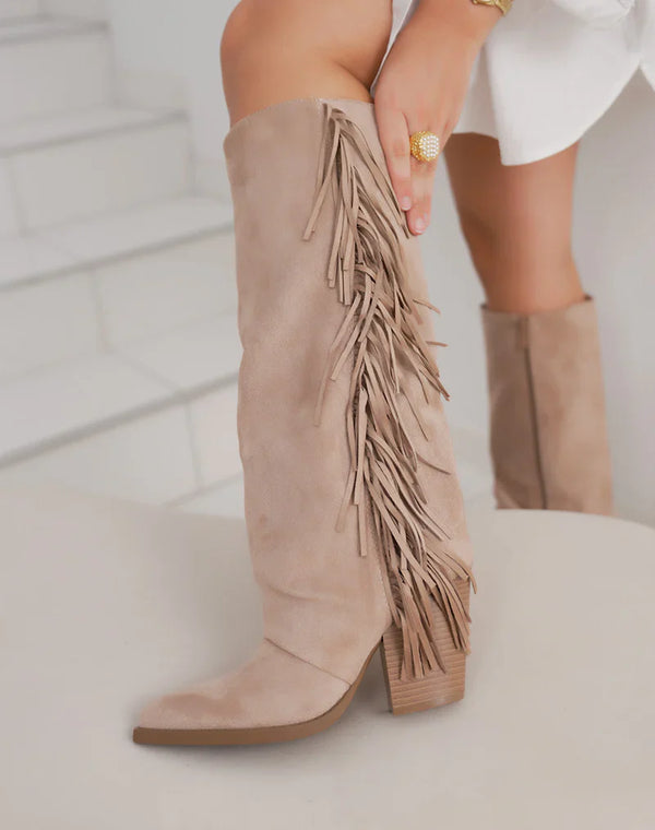Bottes Fringle Suédine avec Talon Blok
