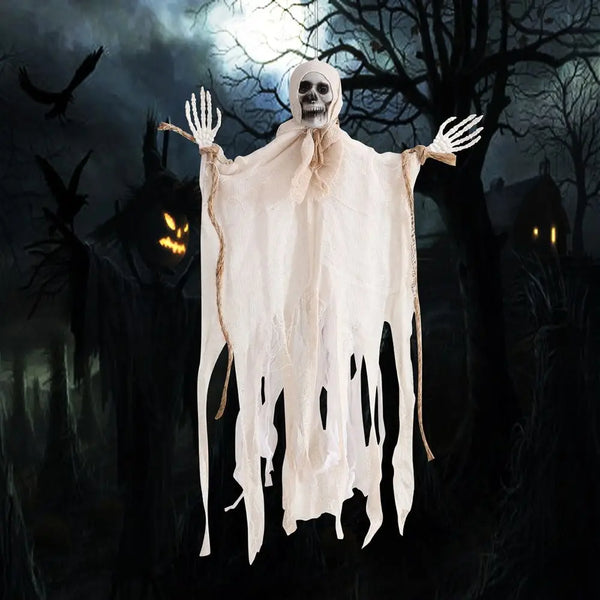 DÉCORATION FANTÔME SUSPENDU HALLOWEEN (GAZE ET VISAGE RÉALISTE)