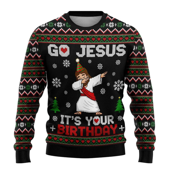 Sweatshirt de Noël graphique Jésus Santa Claus