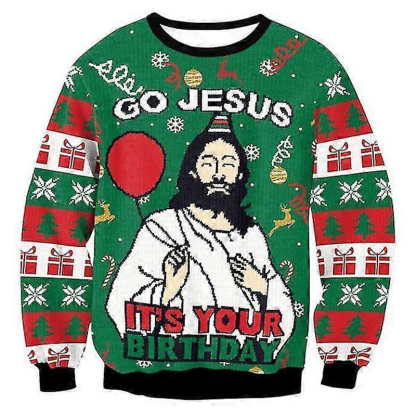 Tokyocanvas Go Jesus It's Your Birthday Funny Christmas Ugly Sweatshirt