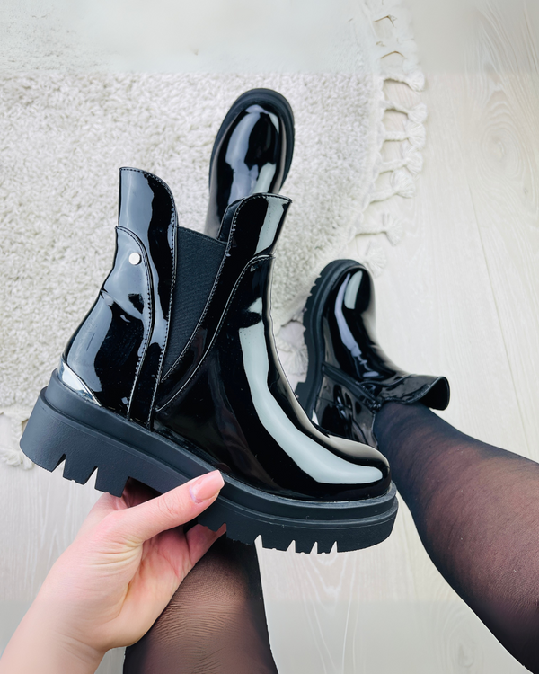 Bottes noires en vernis Xanne
