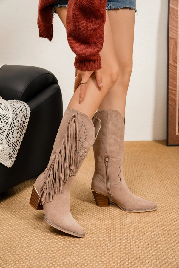 Bottes Taupe Carla Fringle
