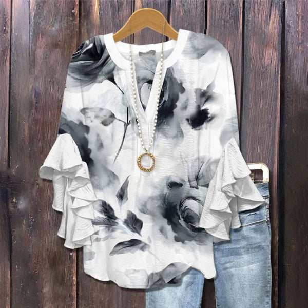 Blouse avec dégradé de couleurs et imprimé floral