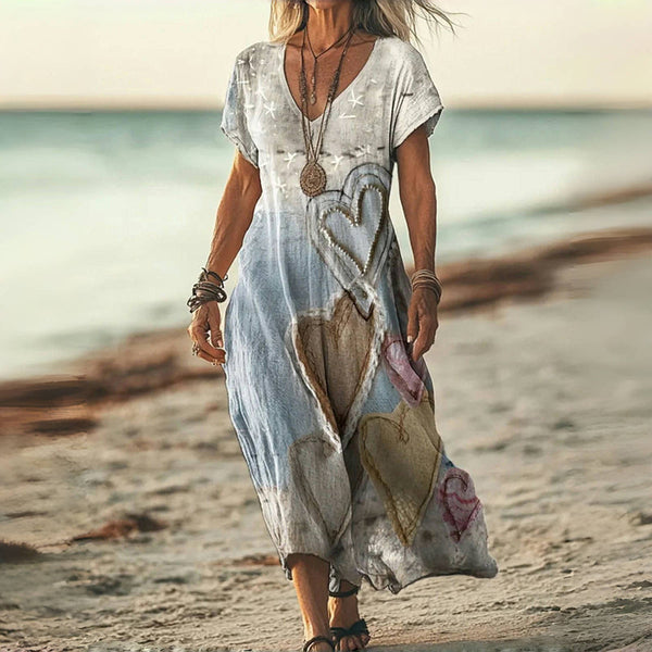 Olivia - Robe vintage à imprimé cœurs