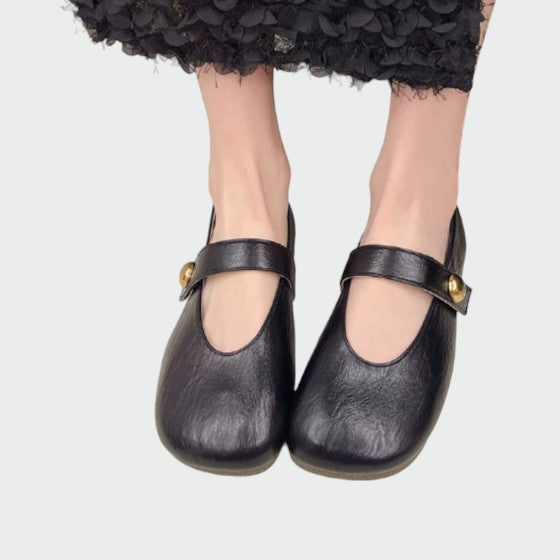Olivia - Round-Toe Button Mary Jane Shoes