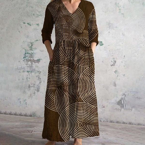 【Manches Longues】Robe Vintage Imprimée